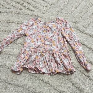 Posh Peanut Pink and White Long Sleeve Floral Tee